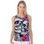 Black Skulls Red Roses Women s Basketball Tank Top