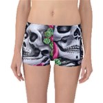 Black Skulls Red Roses Boyleg Bikini Bottoms