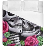 Black Skulls Red Roses Duvet Cover (King Size)