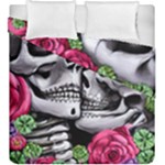 Black Skulls Red Roses Duvet Cover Double Side (King Size)