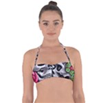 Black Skulls Red Roses Halter Bandeau Bikini Top