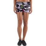 Black Skulls Red Roses Yoga Shorts