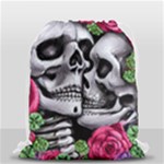 Black Skulls Red Roses Drawstring Bag (Small)