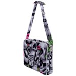 Black Skulls Red Roses Cross Body Office Bag