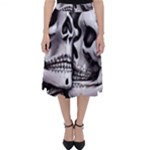 Black Skulls Red Roses Classic Midi Skirt