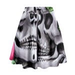 Black Skulls Red Roses High Waist Skirt