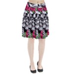 Black Skulls Red Roses Pleated Skirt