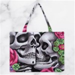 Black Skulls Red Roses Medium Tote Bag