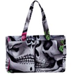 Black Skulls Red Roses Canvas Work Bag