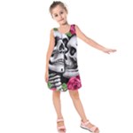 Black Skulls Red Roses Kids  Sleeveless Dress