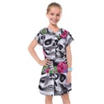 Black Skulls Red Roses Kids  Drop Waist Dress