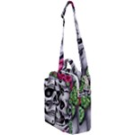 Black Skulls Red Roses Crossbody Day Bag