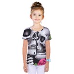 Black Skulls Red Roses Kids  One Piece Tee