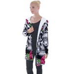 Black Skulls Red Roses Longline Hooded Cardigan