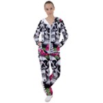 Black Skulls Red Roses Women s Tracksuit