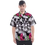 Black Skulls Red Roses Men s Short Sleeve Shirt