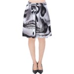 Black Skulls Red Roses Velvet High Waist Skirt