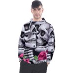 Black Skulls Red Roses Men s Pullover Hoodie