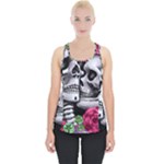 Black Skulls Red Roses Piece Up Tank Top