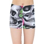 Black Skulls Red Roses Kids  Sports Shorts