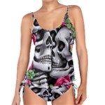 Black Skulls Red Roses Tankini Set