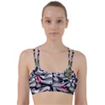 Black Skulls Red Roses Line Them Up Sports Bra