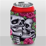 Black Skulls Red Roses Can Holder