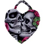 Black Skulls Red Roses Giant Heart Shaped Tote