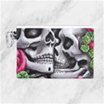 Black Skulls Red Roses Canvas Cosmetic Bag (Large)