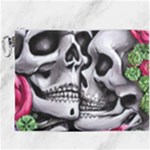 Black Skulls Red Roses Canvas Cosmetic Bag (XXXL)