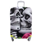 Black Skulls Red Roses Luggage Cover (Medium)