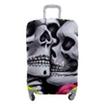 Black Skulls Red Roses Luggage Cover (Small)