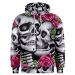 Black Skulls Red Roses Men s Overhead Hoodie