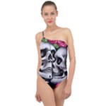 Black Skulls Red Roses Classic One Shoulder Swimsuit