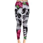 Black Skulls Red Roses Inside Out Leggings