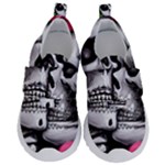 Black Skulls Red Roses Kids  Velcro No Lace Shoes