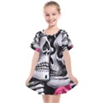 Black Skulls Red Roses Kids  Smock Dress