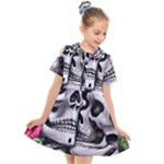 Black Skulls Red Roses Kids  Short Sleeve Shirt Dress