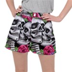 Black Skulls Red Roses Ripstop Shorts