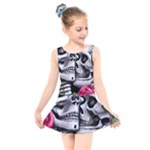 Black Skulls Red Roses Kids  Skater Dress Swimsuit