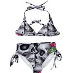 Black Skulls Red Roses Kids  Classic Bikini Set