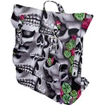 Black Skulls Red Roses Buckle Up Backpack