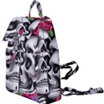 Black Skulls Red Roses Buckle Everyday Backpack