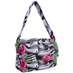 Black Skulls Red Roses Courier Bag