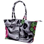 Black Skulls Red Roses Canvas Shoulder Bag