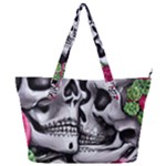 Black Skulls Red Roses Full Print Shoulder Bag