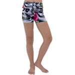 Black Skulls Red Roses Kids  Lightweight Velour Yoga Shorts