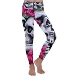 Black Skulls Red Roses Kids  Lightweight Velour Classic Yoga Leggings