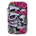 Black Skulls Red Roses Waist Pouch (Large)