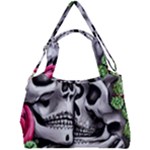 Black Skulls Red Roses Double Compartment Shoulder Bag